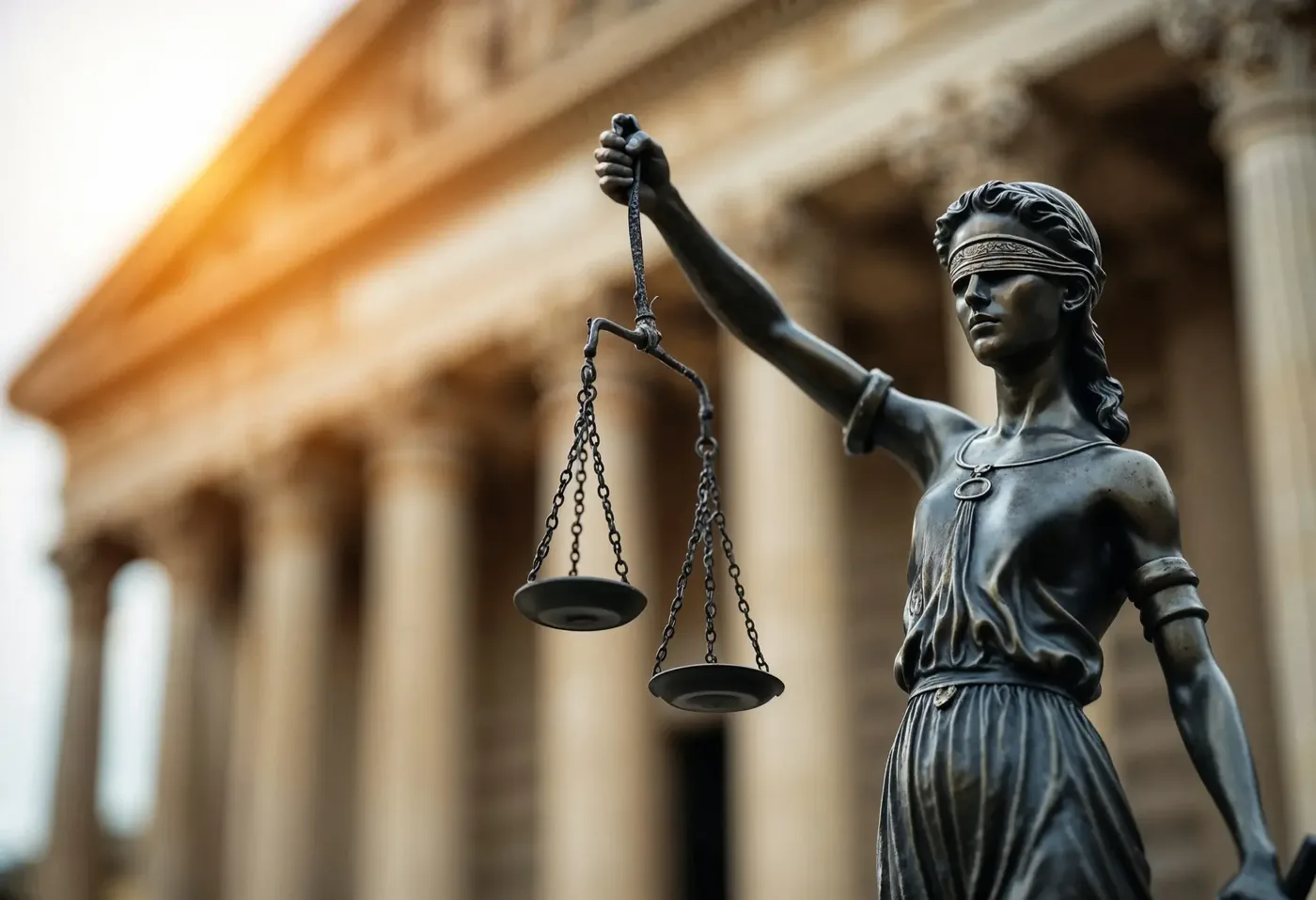 Statue de la Justice devant un palais de justice